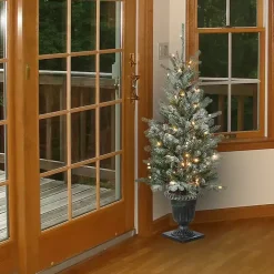 Best Kirklands Home 4 ft. Feel Real Pre-Lit Snowy Morgan Spruce Tree