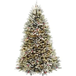 Best Kirklands Home 7.5 ft. Lit Flocked Dunhill Fir Christmas Tree