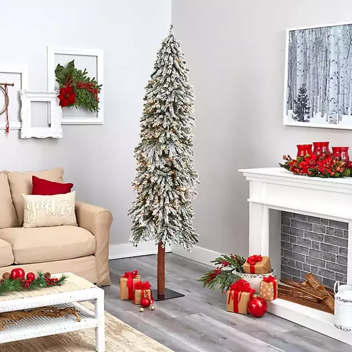 Best Kirklands Home 7 ft. Lit Flocked Grand Alpine Christmas Tree