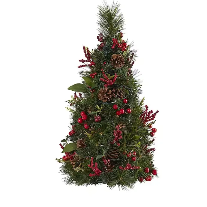 Clearance Kirklands Home 2 ft. Lit Mixed Pine and Berries Christmas Tree