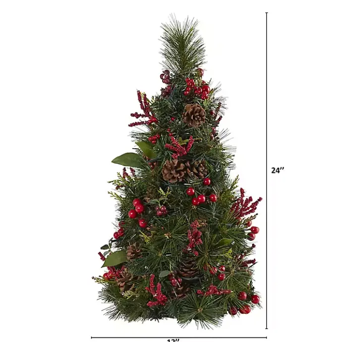 Clearance Kirklands Home 2 ft. Lit Mixed Pine and Berries Christmas Tree