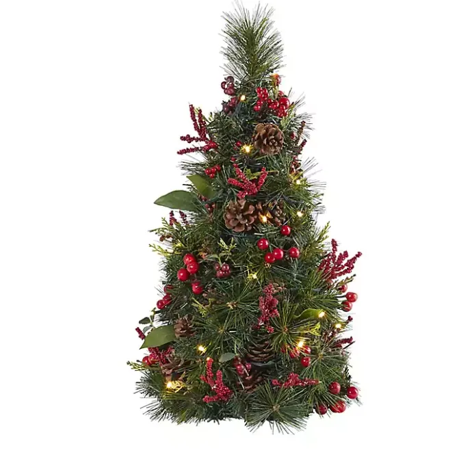 Clearance Kirklands Home 2 ft. Lit Mixed Pine and Berries Christmas Tree