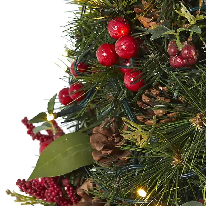 Clearance Kirklands Home 2 ft. Lit Mixed Pine and Berries Christmas Tree