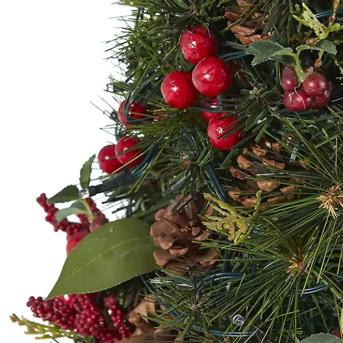Clearance Kirklands Home 2 ft. Lit Mixed Pine and Berries Christmas Tree