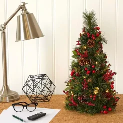Clearance Kirklands Home 2 ft. Lit Mixed Pine and Berries Christmas Tree