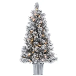 Clearance Kirklands Home 4.5 ft. Pre-Lit Flocked Potted Pine Christmas Tree