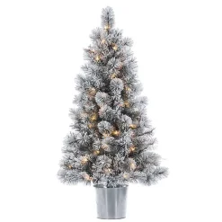 Clearance Kirklands Home 4.5 ft. Pre-Lit Flocked Potted Pine Christmas Tree