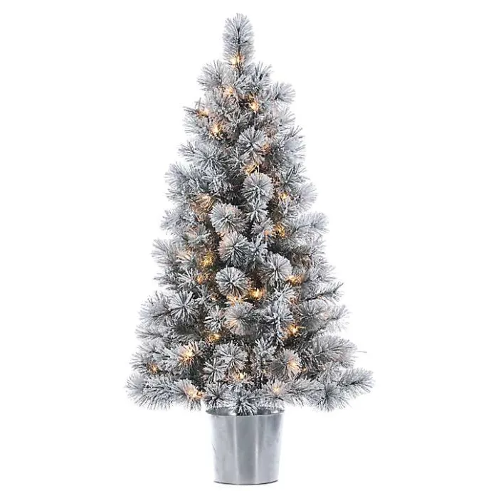 Clearance Kirklands Home 4.5 ft. Pre-Lit Flocked Potted Pine Christmas Tree