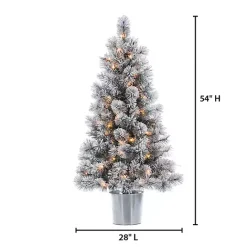 Clearance Kirklands Home 4.5 ft. Pre-Lit Flocked Potted Pine Christmas Tree