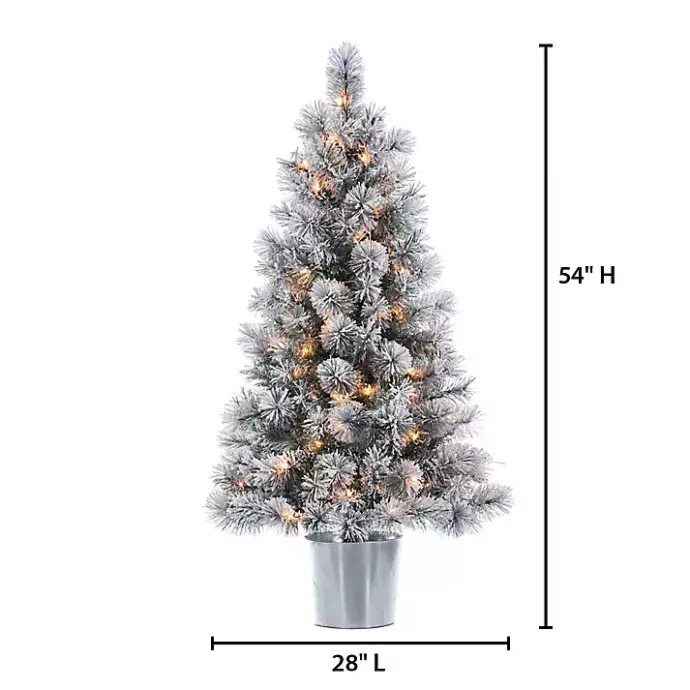 Clearance Kirklands Home 4.5 ft. Pre-Lit Flocked Potted Pine Christmas Tree