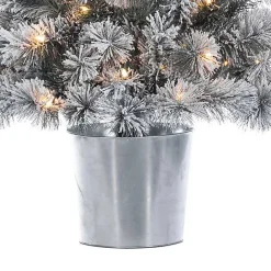 Clearance Kirklands Home 4.5 ft. Pre-Lit Flocked Potted Pine Christmas Tree