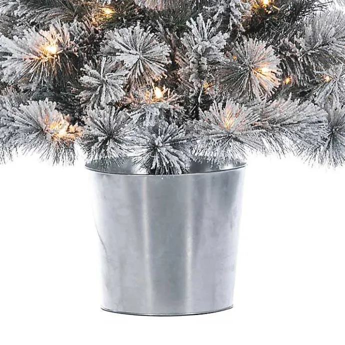 Clearance Kirklands Home 4.5 ft. Pre-Lit Flocked Potted Pine Christmas Tree
