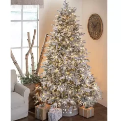 Sale Kirklands Home 9 ft. Pre-Lit Flocked Spruce Full Christmas Tree