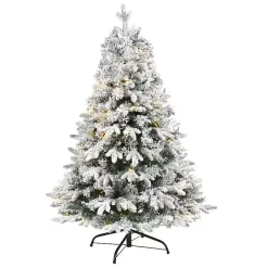 Clearance Kirklands Home 4 ft. Pre-Lit Flocked Vermont Pine Christmas Tree