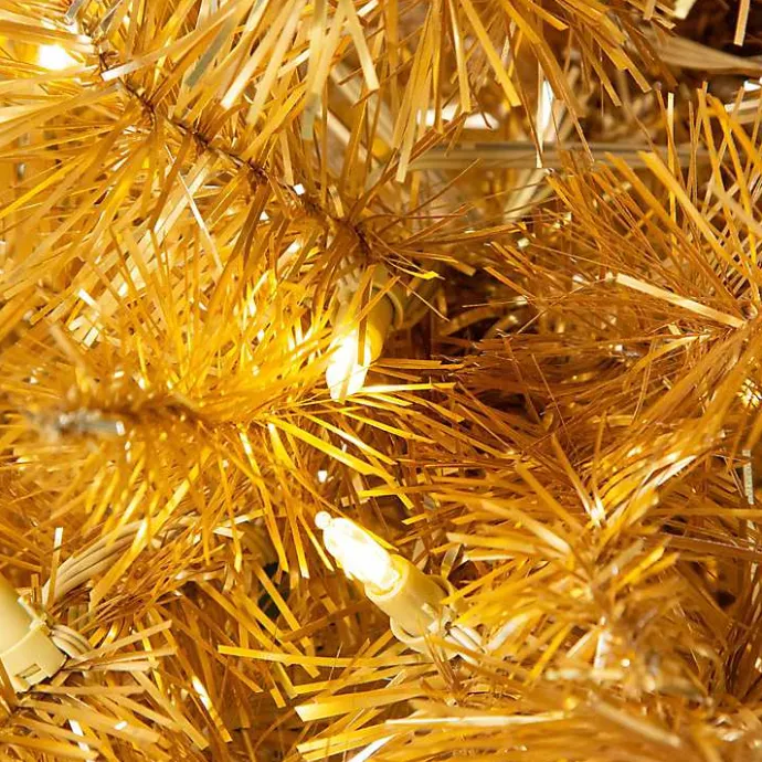 Sale Kirklands Home 7.5 ft. Pre-Lit Gold Tinsel Christmas Tree