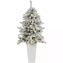 Best Kirklands Home 4.5 ft. Pre-Lit Livingston Fir Tree in White Plant