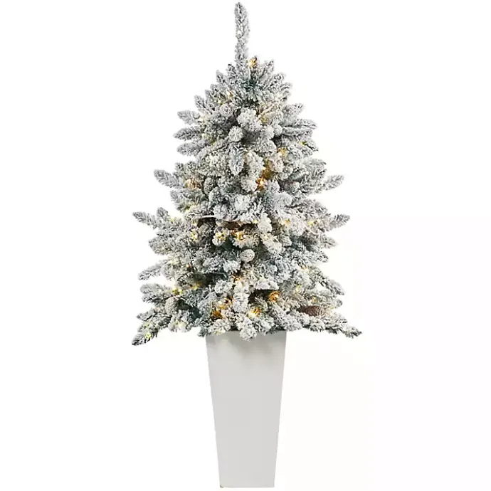 Best Kirklands Home 4.5 ft. Pre-Lit Livingston Fir Tree in White Plant
