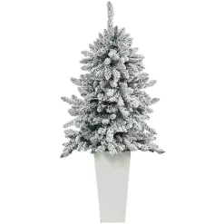Best Kirklands Home 4.5 ft. Pre-Lit Livingston Fir Tree in White Plant