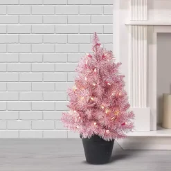 Discount Kirklands Home 2 ft. Pre-Lit Christmas Tree Arrangement Pink