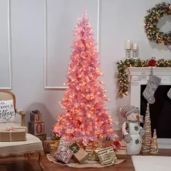 Sale Kirklands Home 7.5 ft. Pre-Lit Pink Tinsel Christmas Tree
