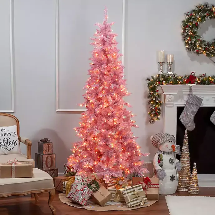Sale Kirklands Home 7.5 ft. Pre-Lit Pink Tinsel Christmas Tree