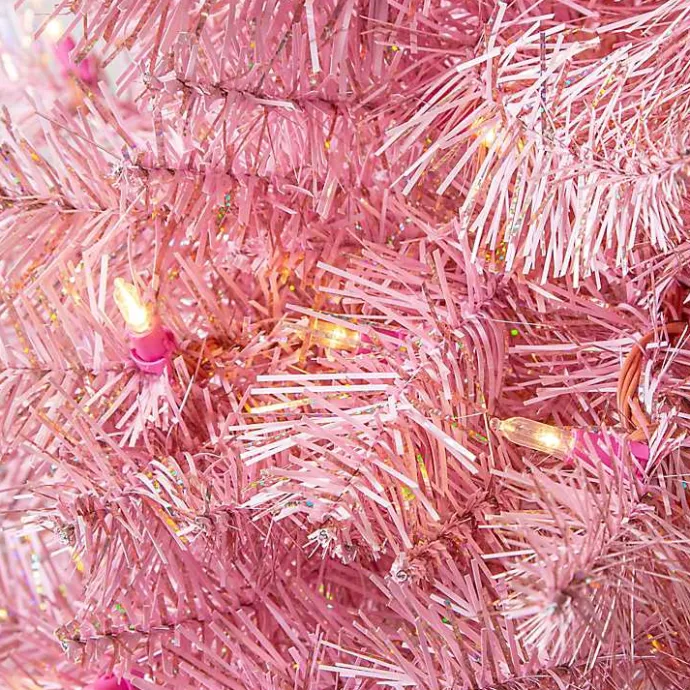 Sale Kirklands Home 7.5 ft. Pre-Lit Pink Tinsel Christmas Tree