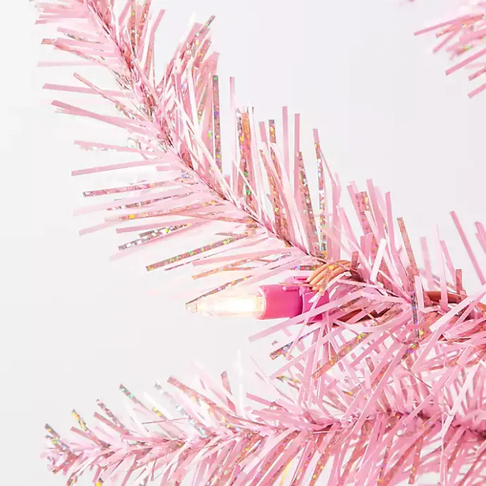 Sale Kirklands Home 7.5 ft. Pre-Lit Pink Tinsel Christmas Tree