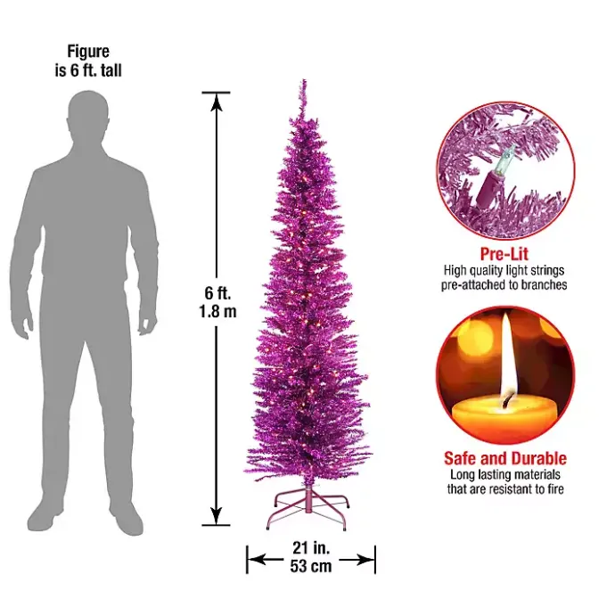 Sale Kirklands Home 6 ft. Pre-Lit Pink Tinsel Christmas Tree