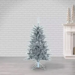 Discount Kirklands Home 4 ft. Pre-Lit Tinsel Christmas Tree Silver