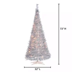 Best Kirklands Home 6 ft. Pre-Lit Silver Tinsel Pop-Up Christmas Tree