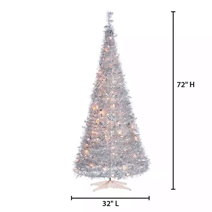 Best Kirklands Home 6 ft. Pre-Lit Silver Tinsel Pop-Up Christmas Tree