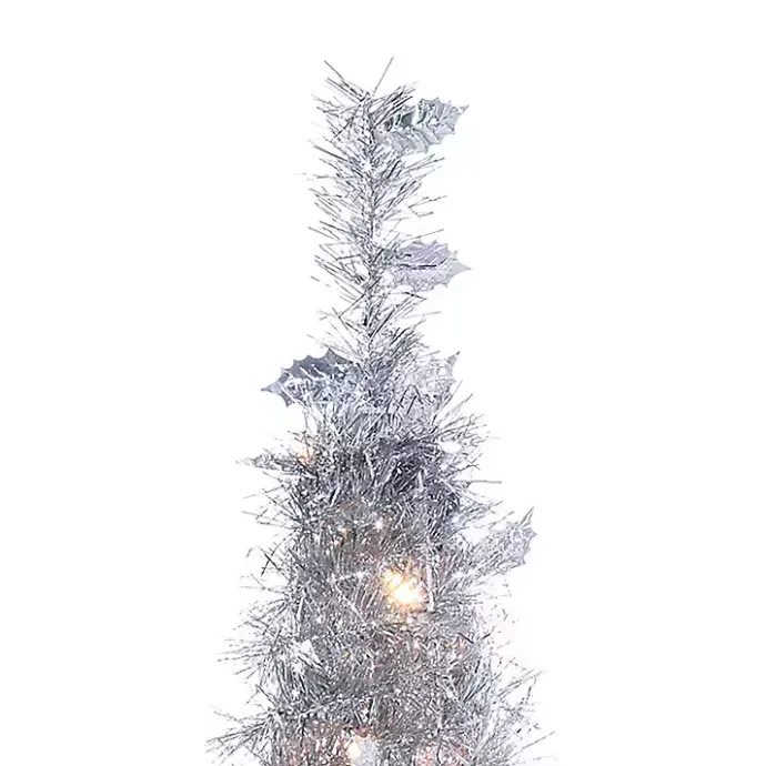 Best Kirklands Home 6 ft. Pre-Lit Silver Tinsel Pop-Up Christmas Tree