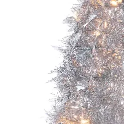Best Kirklands Home 6 ft. Pre-Lit Silver Tinsel Pop-Up Christmas Tree