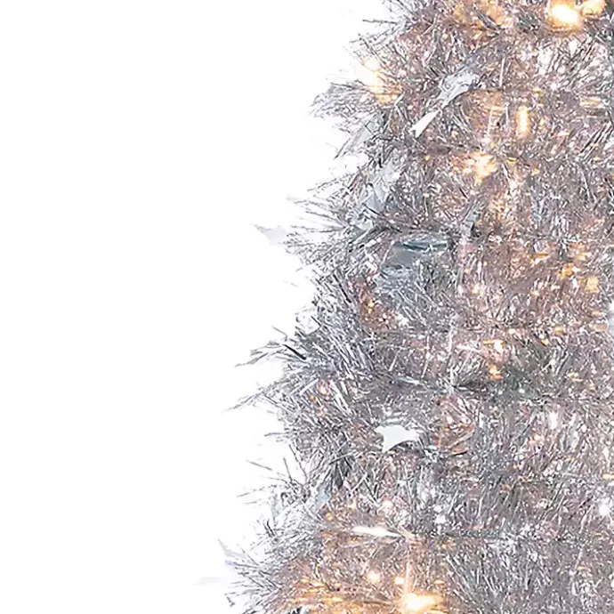 Best Kirklands Home 6 ft. Pre-Lit Silver Tinsel Pop-Up Christmas Tree