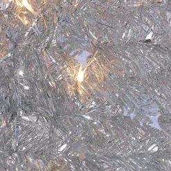 Best Kirklands Home 6 ft. Pre-Lit Silver Tinsel Pop-Up Christmas Tree