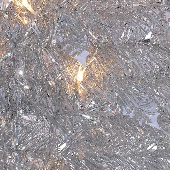 Best Kirklands Home 6 ft. Pre-Lit Silver Tinsel Pop-Up Christmas Tree