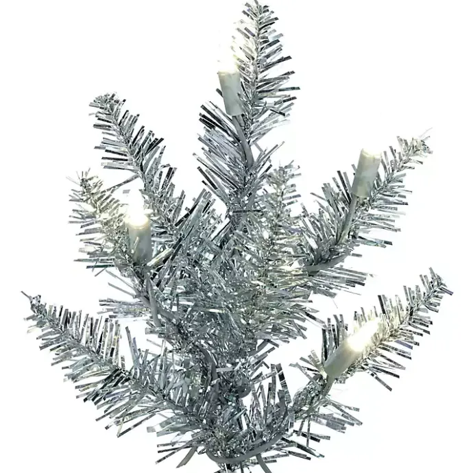 Outlet Kirklands Home 3 ft. Pre-Lit Tinsel Christmas Tree Silver