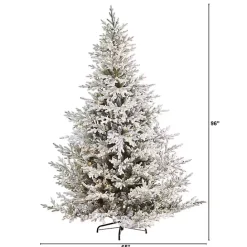 Online Kirklands Home 8 ft. Warm Lit Flocked Fraser Fir Christmas Tree