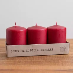 Online Kirklands Home 4 in. Burgundy Pillar Candles, Set of 3 Red