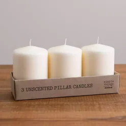 Best Kirklands Home 4 in. Pillar Candles, Set of 3 Ivory