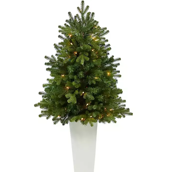 Outlet Kirklands Home 3.5 Lit Fir Christmas Tree in White Tower Planter