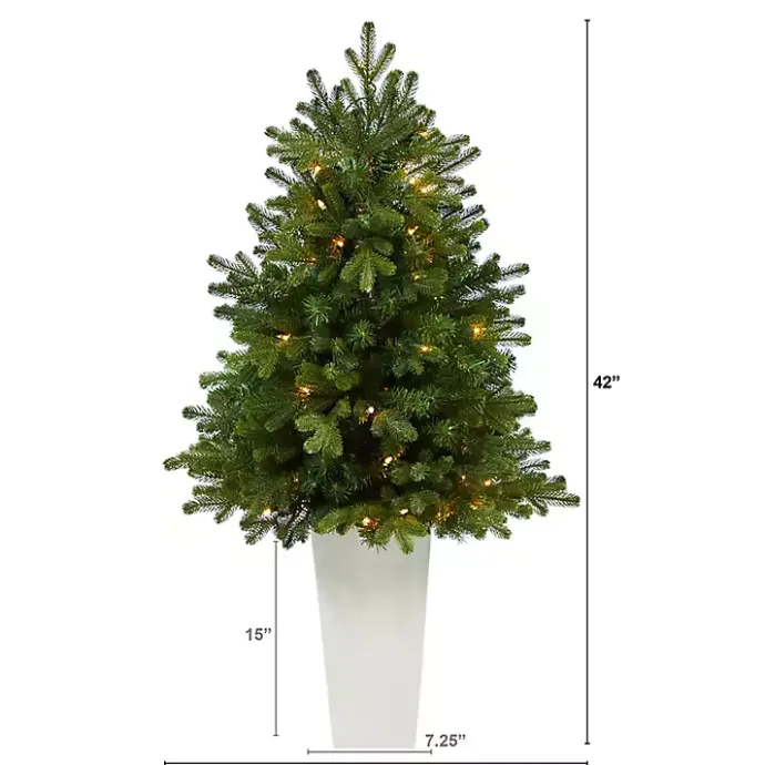 Outlet Kirklands Home 3.5 Lit Fir Christmas Tree in White Tower Planter