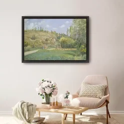 Kirklands Home A Cowherd at Valhermeil Framed Canvas Art Print Green