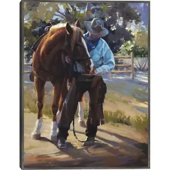 Kirklands Home A Man And His Horse Framed Canvas Art Print Multi