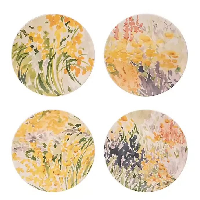 Best Kirklands Home Abstract Floral Appetizer Plates, Set of 4