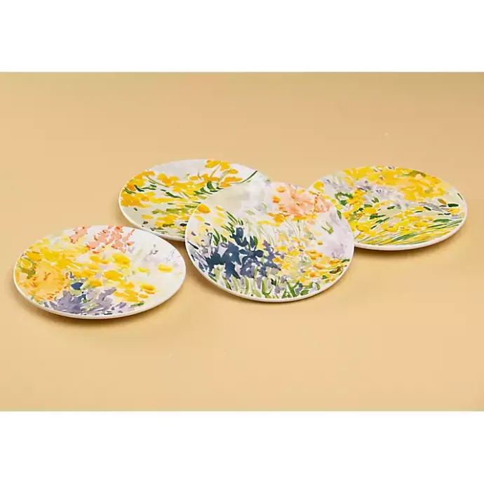 Best Kirklands Home Abstract Floral Appetizer Plates, Set of 4
