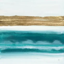 Online Kirklands Home Abstract Gold Emerald Beach III Canvas Art Print