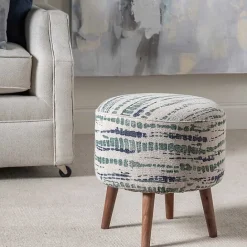 Sale Kirklands Home Abstract Lines Wood Ottoman Stool