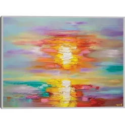 Kirklands Home Abstract Sunrise Framed Canvas Art Print Multi