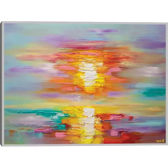 Kirklands Home Abstract Sunrise Framed Canvas Art Print Multi